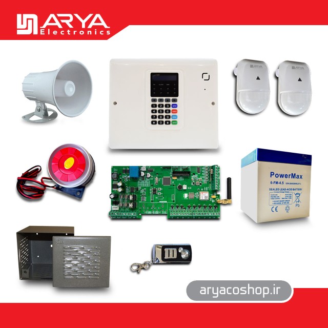 پکیج کامل دزدگیر آریا E900 با دو چشمی دزدگیر آریا AV5