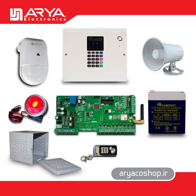 پکیج کامل دزدگیر آریا E900 با یک چشمی دزدگیر آریا AV5