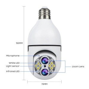 دوربین وای فای طرح لامپی چرخشی مدل 2 لنز