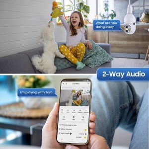 دوربین وای فای طرح لامپی چرخشی مدل 2 لنز