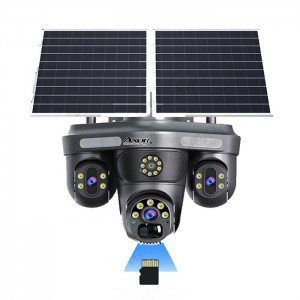 دوربین مداربسته سه لنز سولار سیم‌کارتی آکسور 5 مگاپیکسل مدل OKAM QQ871BD-WP-4-4G-AS-T