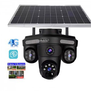 دوربین مداربسته سه لنز سولار سیم‌کارتی آکسور 5 مگاپیکسل مدل OKAM QQ871BD-WP-4-4G-AS-T