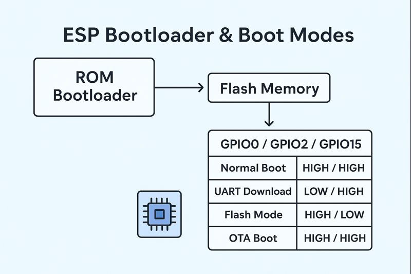 بوت‌لودر ESP و حالت‌های بوت | آموزش کامل Bootloader در ESP8266 و ESP32