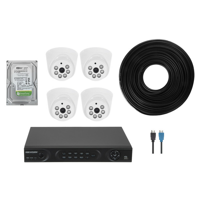 پکیج سیستم امنیتی مدار بسته آنالوگ هایک ویژن مدل DS-7204HWI-SH- 4DOM