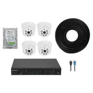 پکیج سیستم امنیتی مدار بسته آنالوگ هایک ویژن مدل DS-7204HWI-SH- 4DOM