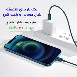 کابل تبدیل USB-C به لایتنینگ باسئوس مدل 20W طول ۱ متر