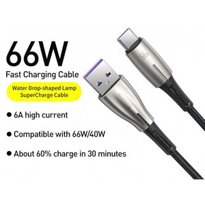 کابل تبدیل USB به USB-C باسئوس مدل Water Drop-Shaped Lamp Supercharge Cable CATSD-W66 طول 1 متر