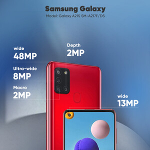 گوشی موبایل سامسونگ مدل Galaxy A21S  دو سیم‌کارت ظرفیت 64 گیگابایت و رم 4 گیگابایت_ ریجسترشده - کارکرده با ده روز مهلت تست