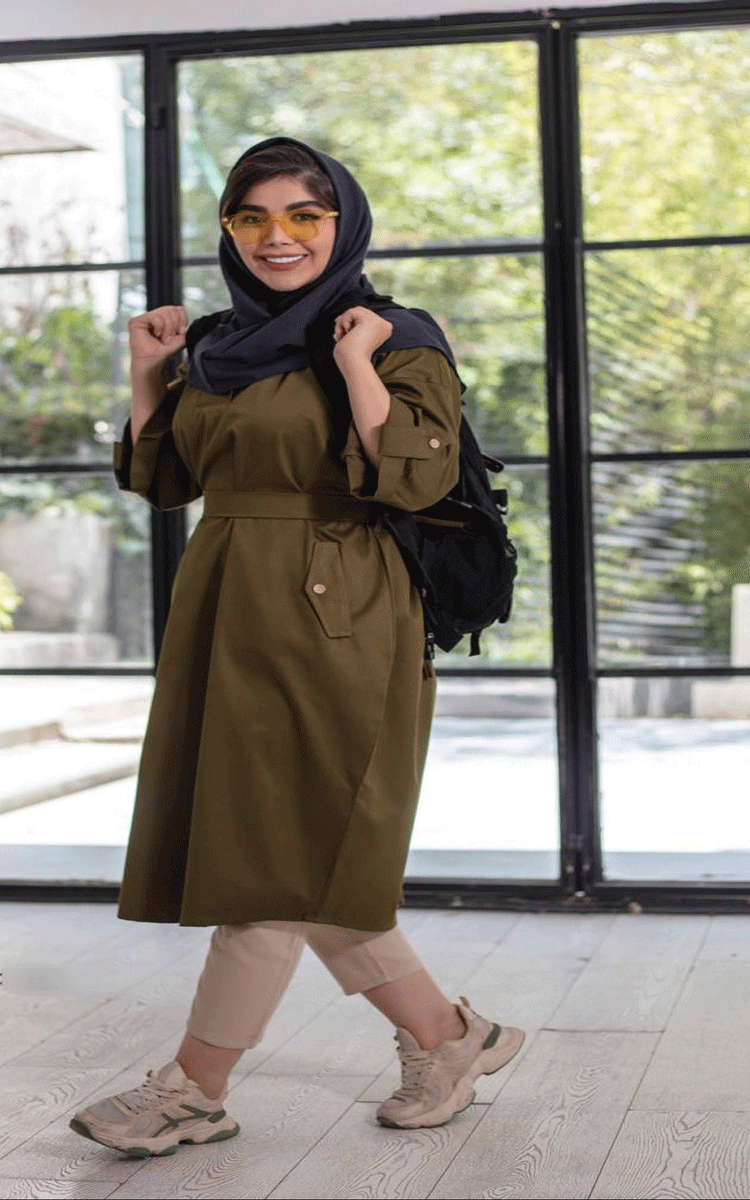 کفتان کمربند دار کتان