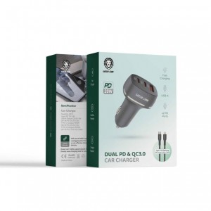 شارژر فندکی خودرو green lion car charger QC+PD+PD 50W به همراه کابل اوجینال