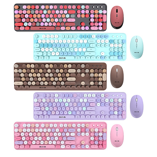 کیبورد و ماوس بی سیم AULA AC306 PINK