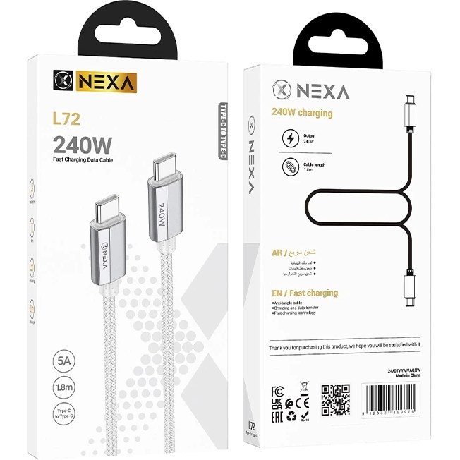 کابل شارژر تایپ سی به تایپ سی NEXA L72 240W