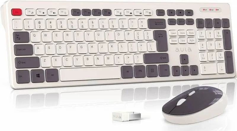 کیبورد و ماوس بی سیم AULA AC308 WHITE