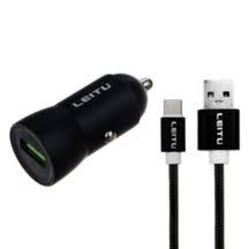 شارژر فندکی LEITU LCC5 + کابل تایپ سی