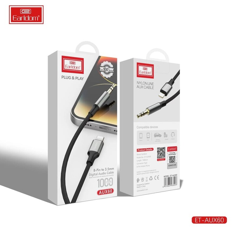 کابل صدا یک به یک آیفون EARLDOM 60