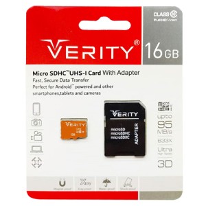 رم میکرو VERITY 16GB 95MB/S + آداپتور