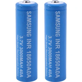 باتری شارژی دوعددی نوک دار SAMSUNG 18650 3000MAH