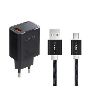 شارژر دیواری LEITU LH12 + کابل میکرو