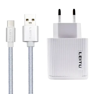 شارژر دیواری LEITU LH6 + کابل تایپ سی