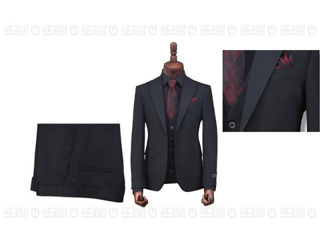کت و شلوار فاستونی طرح سوزنی مدل تک دکمه -دو چاک تیکن