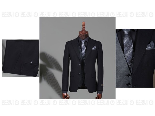 کت و شلوار دو دکمه مشکی مجلسی پارچه ترک  تیکن
