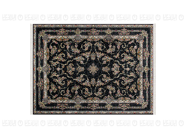 فرش پاتریس طرح پیچک رنگ سرمه ای 1200 شانه