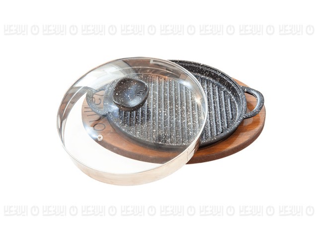 تابه گریل چدن نالینو مدل Padela26  (با درب شیشه)