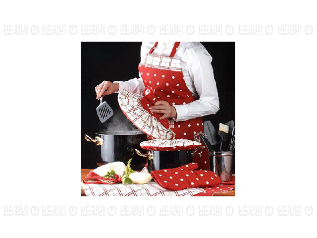 سرویس آشپزخانه 20 تکه رزین تاژ طرح خالدار قرمز کتان