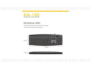 کیبورد و ماوس با سیم فنتک مدل KM-100