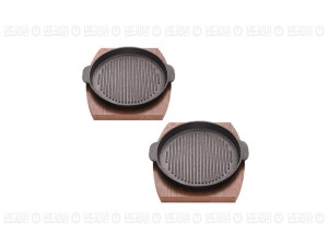 تابه گریل چدن نالینو مدل Fahita20 با زیره چوبی (دوقلو)