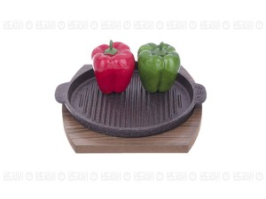 تابه گریل چدن مدل Fahita با زیره چوبی (دوقلو)