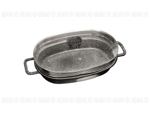 تابه چدن بیضی نالینو  مدل pollo (با درب شیشه)