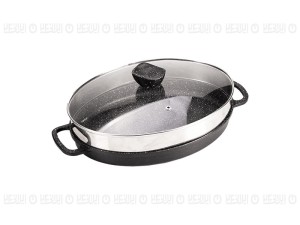 تابه چدن بیضی نالینو مدل Angelo(با درب شیشه)128