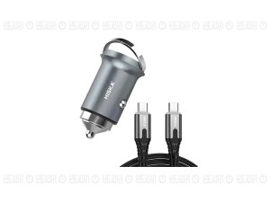 شارژر فندکی هیسکا مدل HCC-306 به همراه کابل تبدیل  USB-C