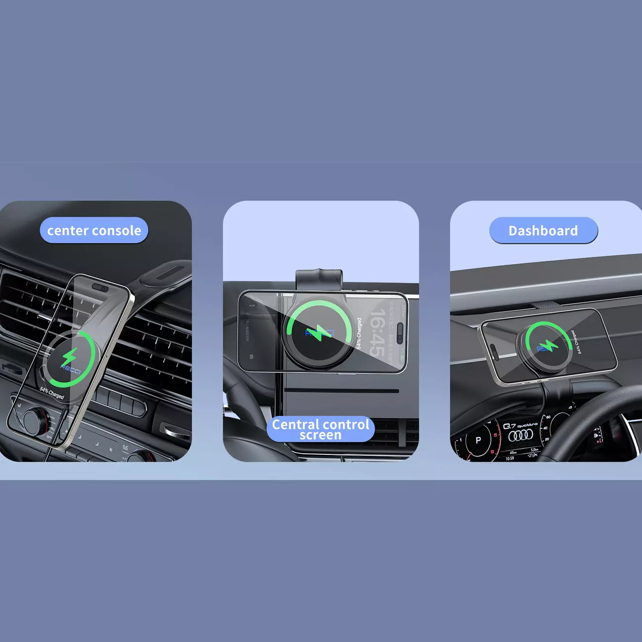 هولدر مگنتی گوشی موبایل و شارژر وایرلس 15 وات داخل خودرو رسی RHO-C41