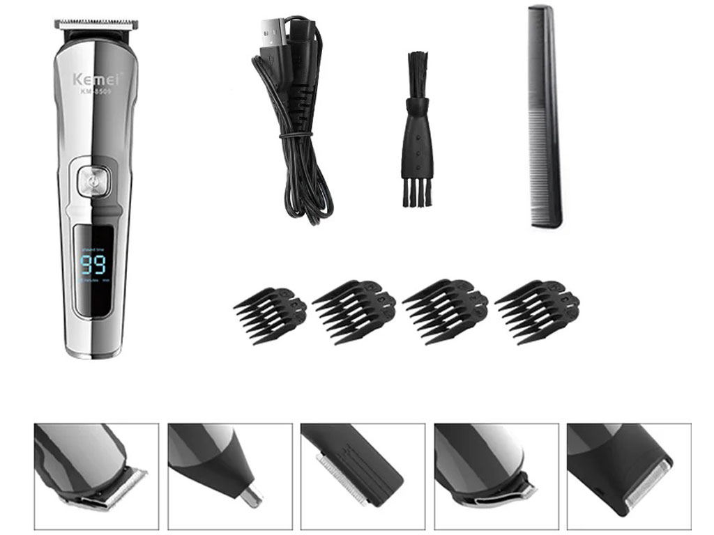 ماشین اصلاح موی سر و بدن 7 کاره شارژی ضدآب کیمی Kemei KM-8508 6 In 1 Waterproof Shaving Machine Multifunction Trimmer