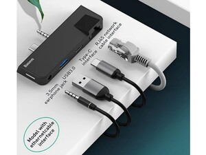 Baseus Multifunctional HUB for Surface Go(Type-C+Audio to RJ45+USB3.0+Type-C(data)+Audio)