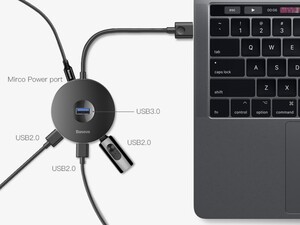 هاب آداپتور یو اس بی 3.0 به USB بیسوس  BASEUS Round Box Hub Adapter USB3.0 to USB3.0  USB2.0