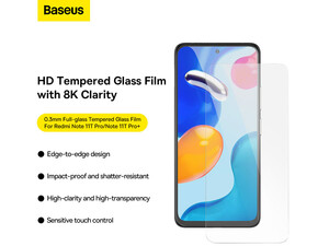 پک دو عددی محافظ صفحه نمایش شیشه‌ای ردمی نوت 11 پرو/ نوت 11 پرو بیسوس Baseus 0.3mm Full-glass Film SGBL024402