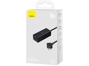 شارژر دیواری و آداپتور برق سوپر فست شارژ 100 وات با کابل برق 1.5 متری بیسوس Baseus GaN3 Pro Desktop Powerstrip 2AC+2 U+2C 100W US PSZM000201