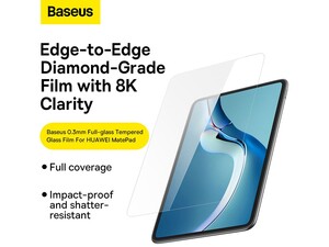 محافظ صفحه نمایش شیشه‌ای تمام صفحه هواوی میت‌پد پرو 12.6 اینچ بیسوس Baseus 0.3mm Full-glass Tempered Glass Film SGBL022602