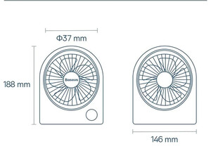 مینی پنکه رومیزی شارژی بیسوس Baseus Serenity Desktop Fan Pro ACJX000002