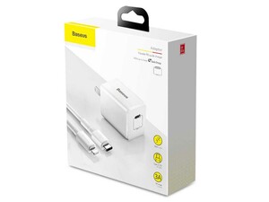 شارژر دیواری سریع با کابل تایپ سی به لایتنینگ بیسوس Baseus Traverel PD Charger TC-075PPS