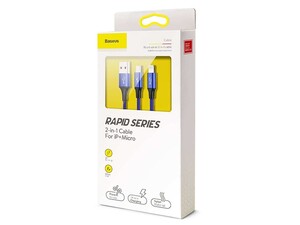 کابل دوسر شارژر سریع بیسوس BASEUS CAML-SU01 RAPID SERIES 2 IN 1 CABLE