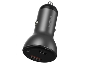 شارژر فندکی سریع دو پورت با کابل شارژ بیسوس Baseus Digital Display PPS Quick Car Charger