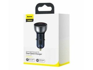 شارژر فندکی سریع دو پورت بیسوس Baseus Particular Digital Display Quick Car Charger