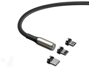 کابل شارژ و انتقال داده 2 متری آهنربایی به همراه سه کانکتور بیسوس Baseus Zinc Magnetic CablE Kit 2M دارای سه کانکتور قابل تعویض