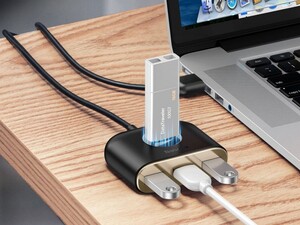 هاب یو اس بی بیسوس BASEUS SQUARE ROUND 4 in 1 USB HUB Adapter