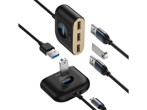 هاب یو اس بی بیسوس BASEUS SQUARE ROUND 4 in 1 USB HUB Adapter