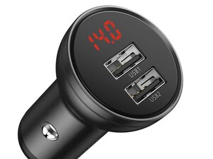 شارژر فندکی دو پورت بیسوس Baseus Digital Display Car Charger Dual USB